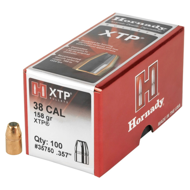 Hornady Traditional Pistol bullets cal .38/.357 158gr XTP